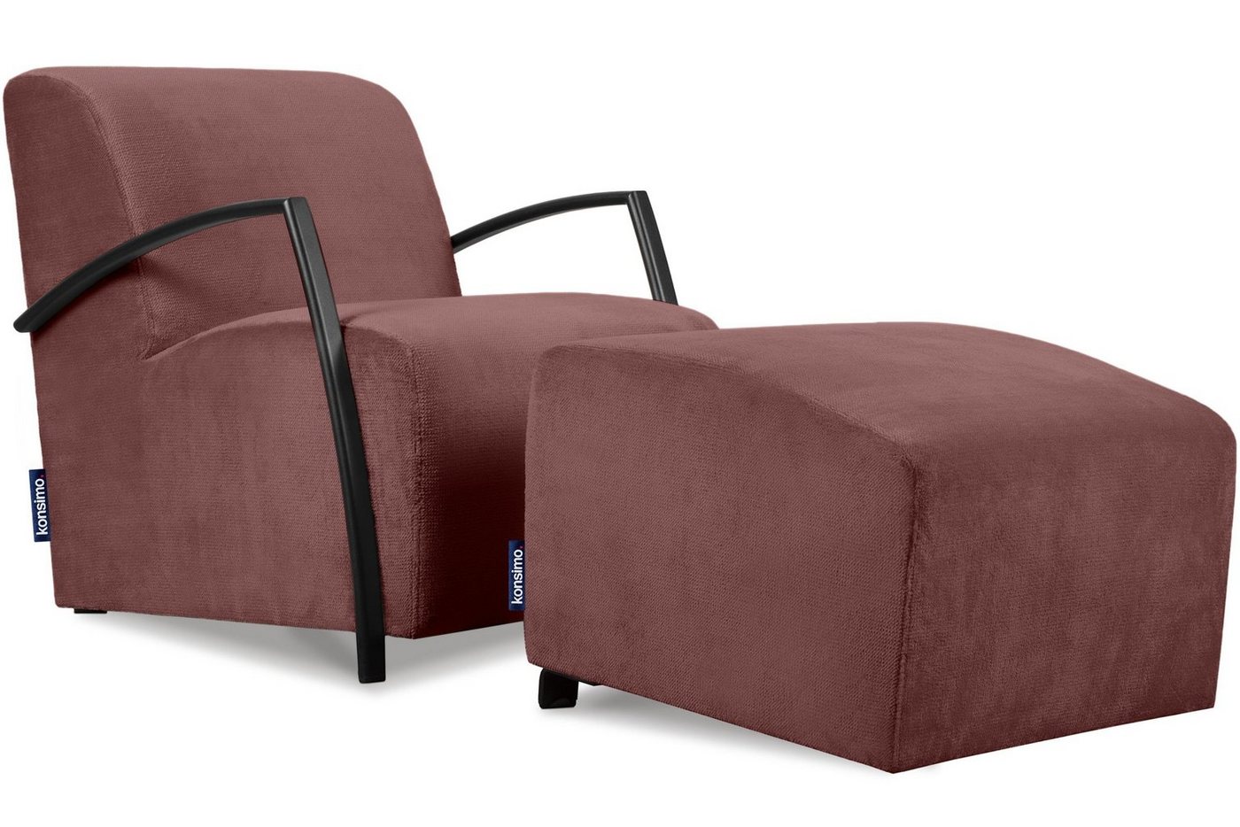 Konsimo Cocktailsessel CARO Sessel mit Hocker (Relaxsessel mit Hocker), mit gewellter Feder im Sitz, ergonomische Form für bequemes Sitzen von Konsimo