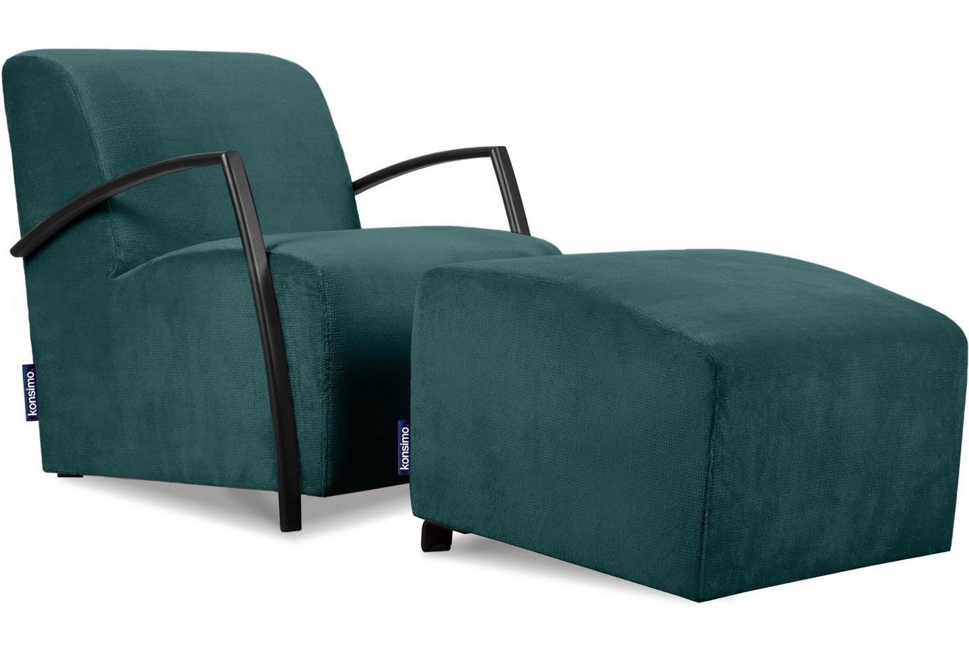 Konsimo Cocktailsessel CARO Sessel mit Hocker (Relaxsessel mit Hocker), mit gewellter Feder im Sitz, ergonomische Form für bequemes Sitzen von Konsimo