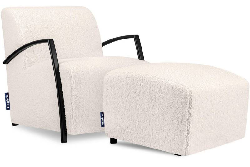 KONSIMO® Cocktailsessel CARO Sessel mit Hocker (Relaxsessel mit Hocker), mit gewellter Feder im Sitz,ergonomische Form für bequemes Sitzen von KONSIMO®