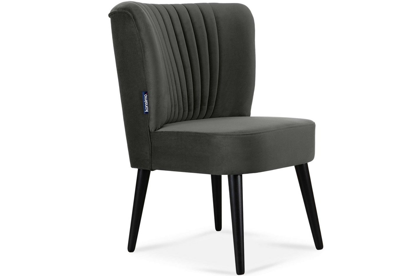 Konsimo Cocktailsessel DUCO Sessel, Ziernaht an der Rückenlehne, schwarz lackierten Beinen aus Buchenholz von Konsimo