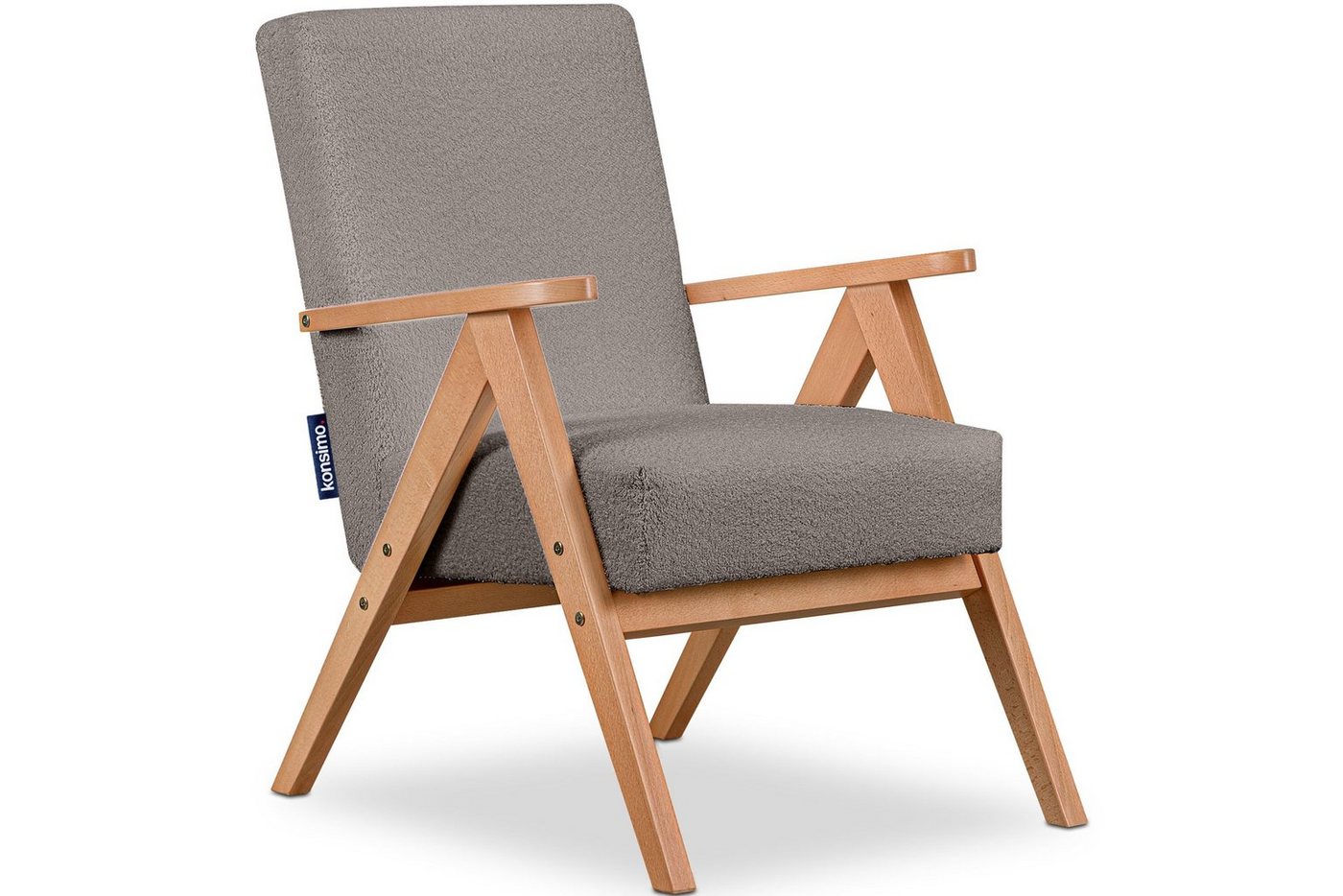 Konsimo Cocktailsessel NASET Sessel, Rahmen aus lackiertem Holz, profilierte Rückenlehne von Konsimo