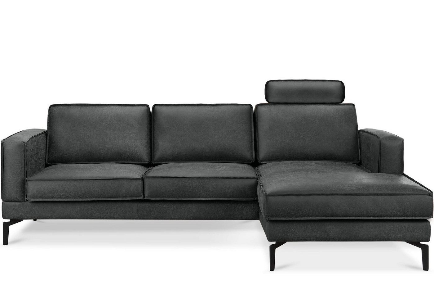 Konsimo Ecksofa ALTHA Ecksofa, Kopfteilverstellung, hohe Beine, zeitloses Design, Ottomane links von Konsimo