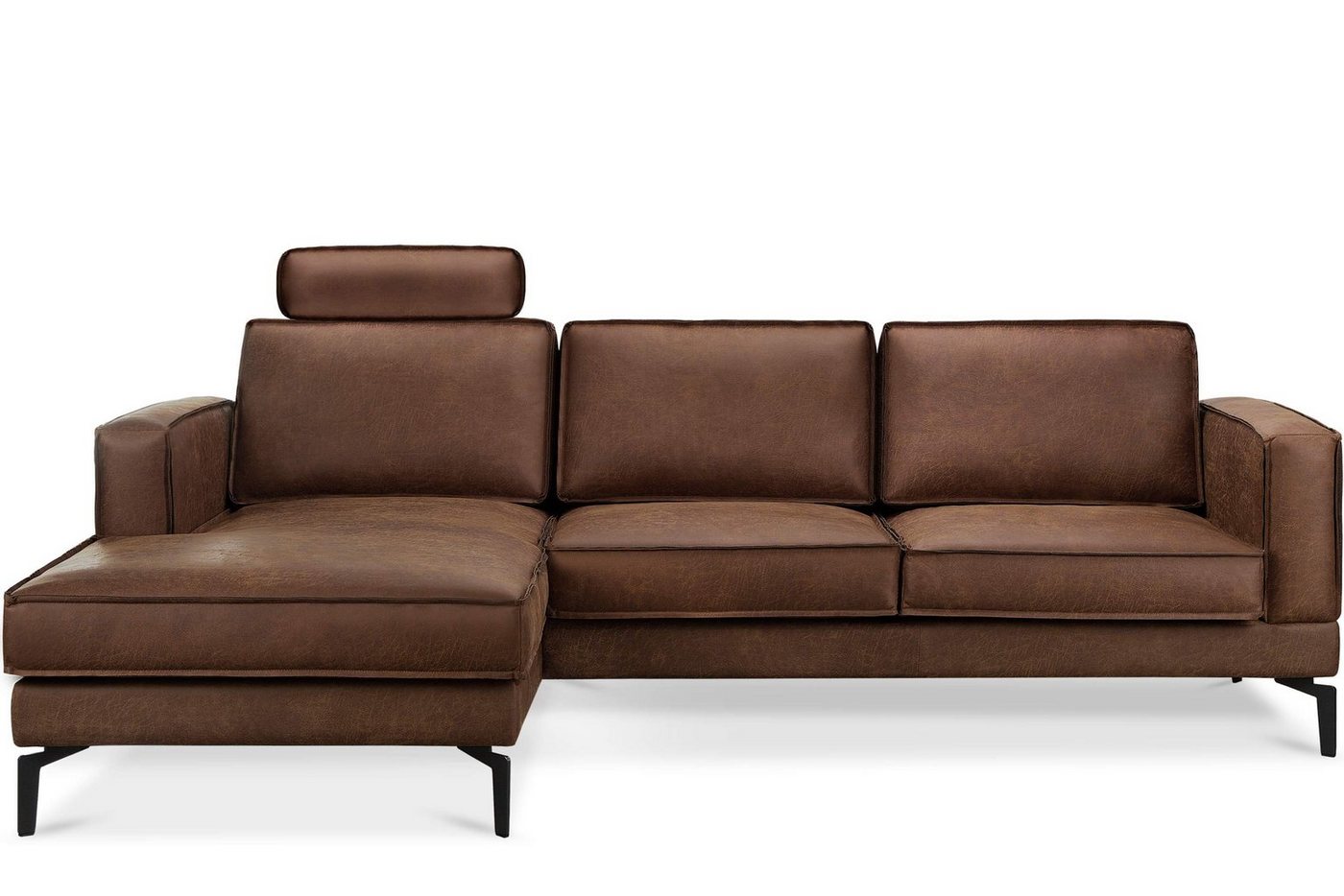 Konsimo Ecksofa ALTHA Ecksofa, Kopfteilverstellung, hohe Beine, zeitloses Design, Ottomane links von Konsimo