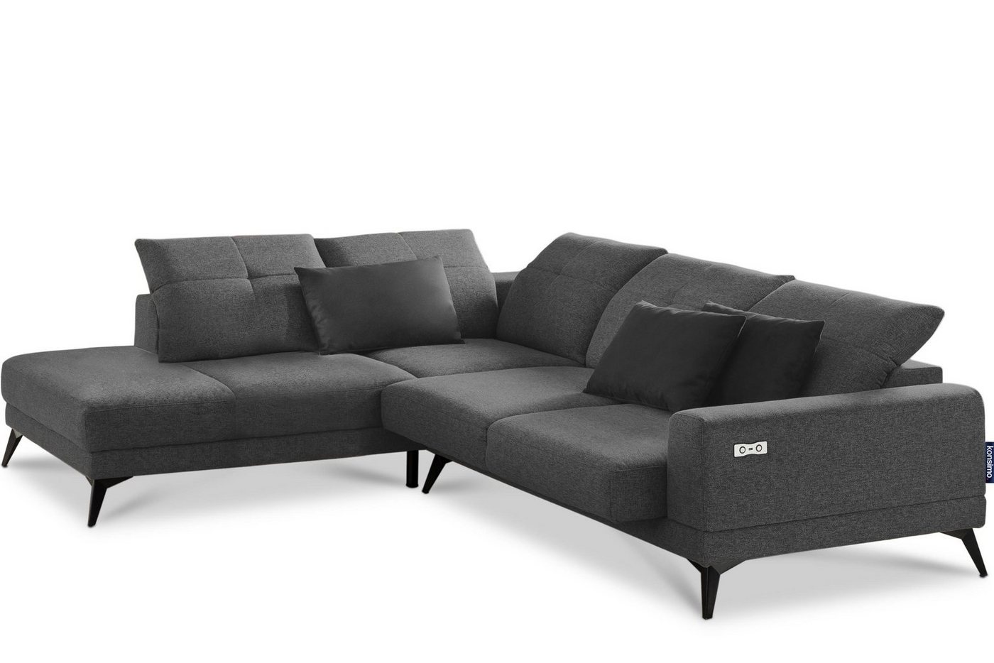 Konsimo Ecksofa DAVIDI Ecksofa, elektrische Verstellung, USB-Anschluss, verstellbare Kopfstützen von Konsimo