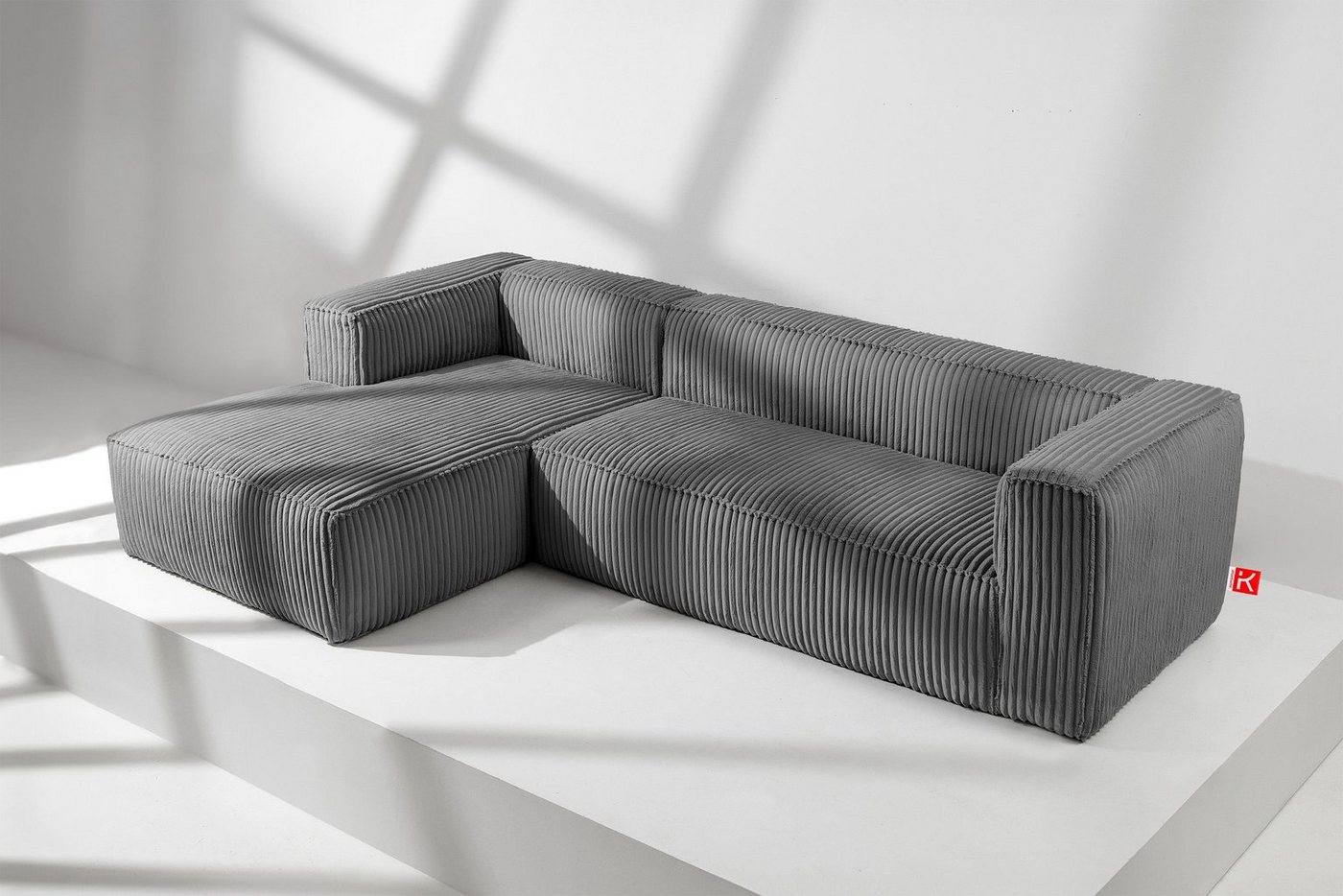 Konsimo Ecksofa Links Ecksofa FEROX, hergestellt in der EU, aus breitem Cordstoff, Modern von Konsimo