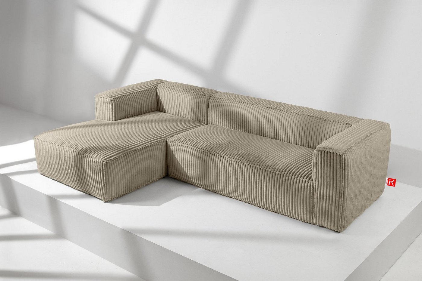 Konsimo Ecksofa Links Ecksofa FEROX, hergestellt in der EU, aus breitem Cordstoff, Modern von Konsimo