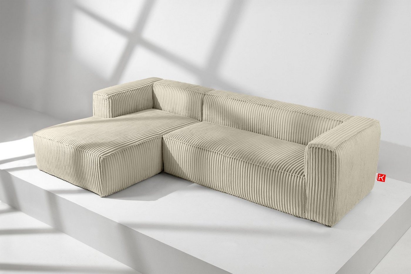 Konsimo Ecksofa Links Ecksofa FEROX, hergestellt in der EU, aus breitem Cordstoff, Modern von Konsimo