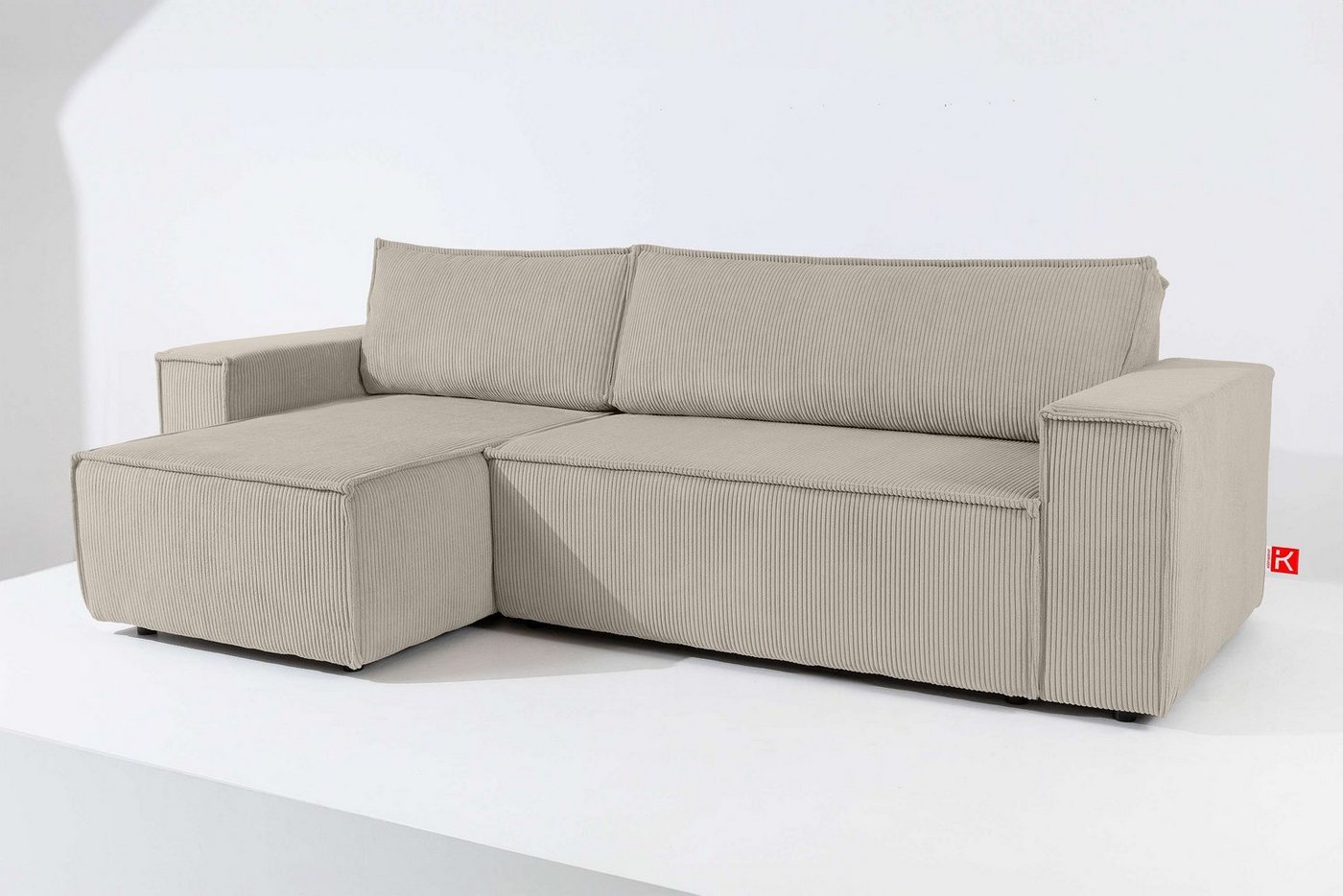 Konsimo Ecksofa NAPI Universal-Ecksofa links oder rechts, mit Schlaffunktion, in Pet Friendly Cord-Stoff, hergestellt in der EU von Konsimo