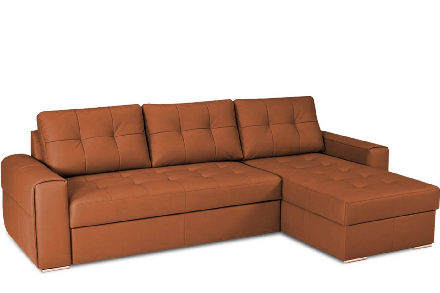 Konsimo Ecksofa NEVIS Ledersofa 4 Personen, Bett-Funktion, universal, gesteppter Sitz, zeitloses Design von Konsimo