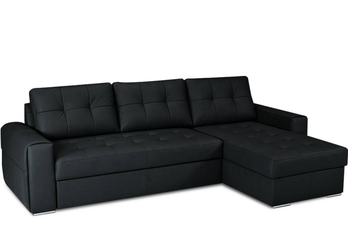 Konsimo Ecksofa NEVIS Ledersofa 4 Personen, Bett-Funktion, universal, gesteppter Sitz, zeitloses Design von Konsimo