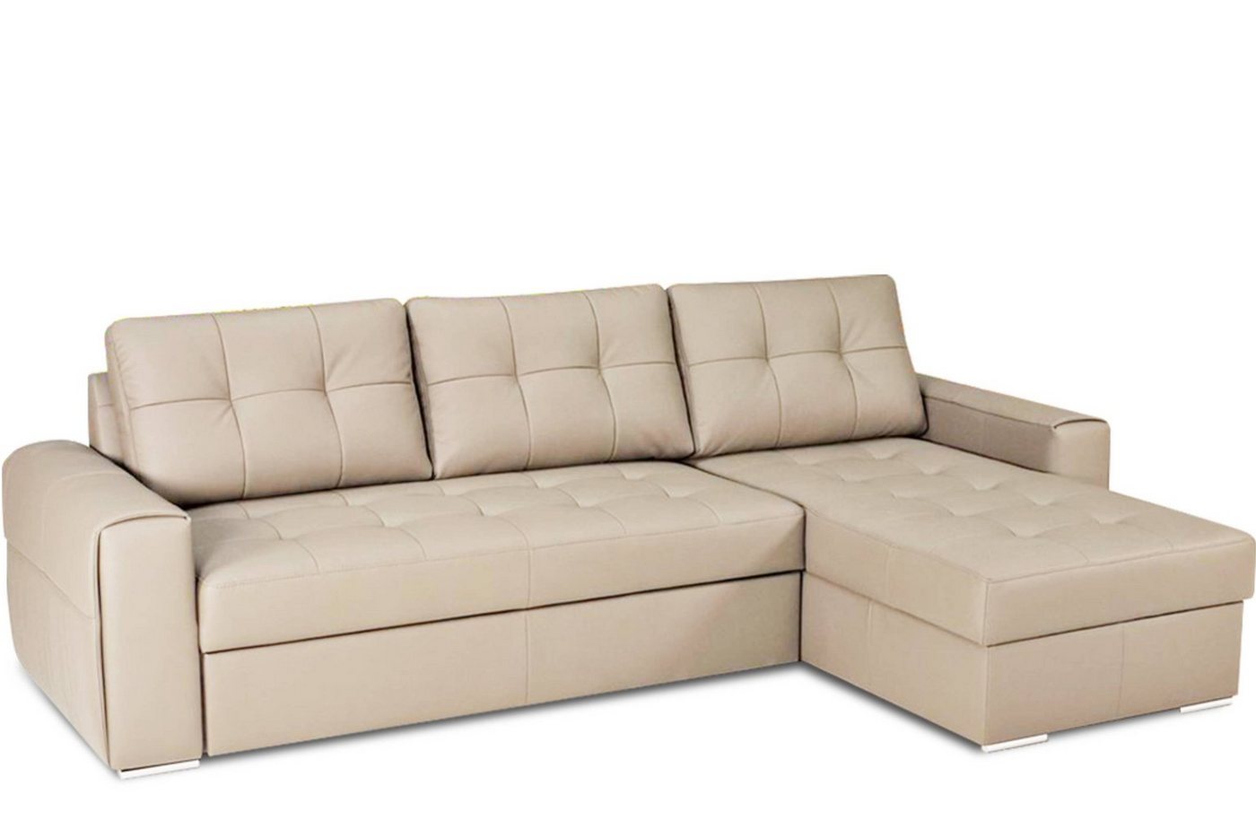 Konsimo Ecksofa NEVIS Ledersofa 4 Personen, Bett-Funktion, universal, gesteppter Sitz, zeitloses Design von Konsimo