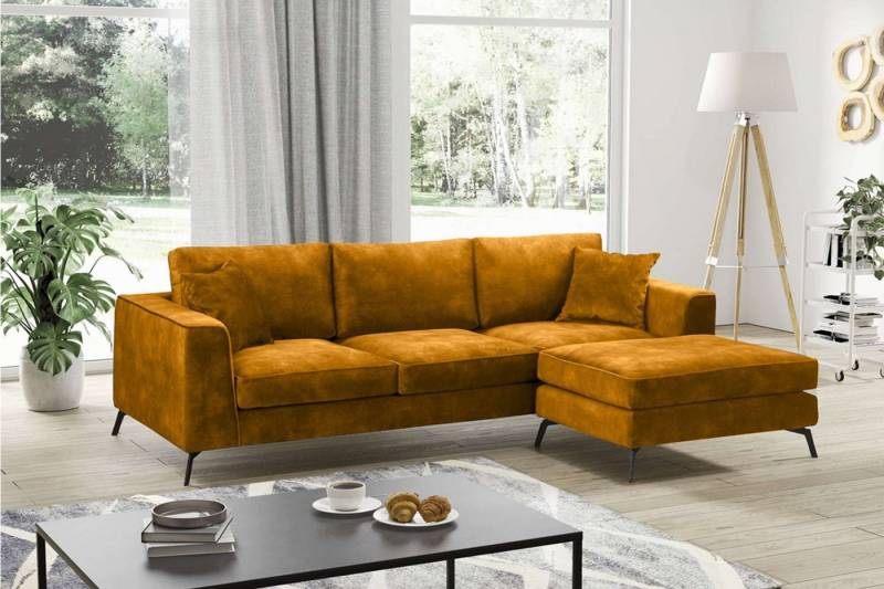 KONSIMO® Ecksofa NORIS Ecksofa links/rechts, zeitloses Design, hohe Beine, Loft-Stil, hydrophobe Beschichtung von KONSIMO®
