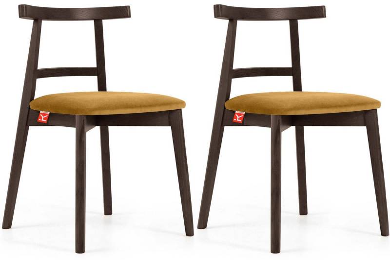 KONSIMO® Esszimmerstuhl Esstischstühle LILIO, Holzstühle, Polsterstühle 2 St., hergestellt in der EU, Buchenholzrahmen, Vintage, dunkle Walnuss von KONSIMO®