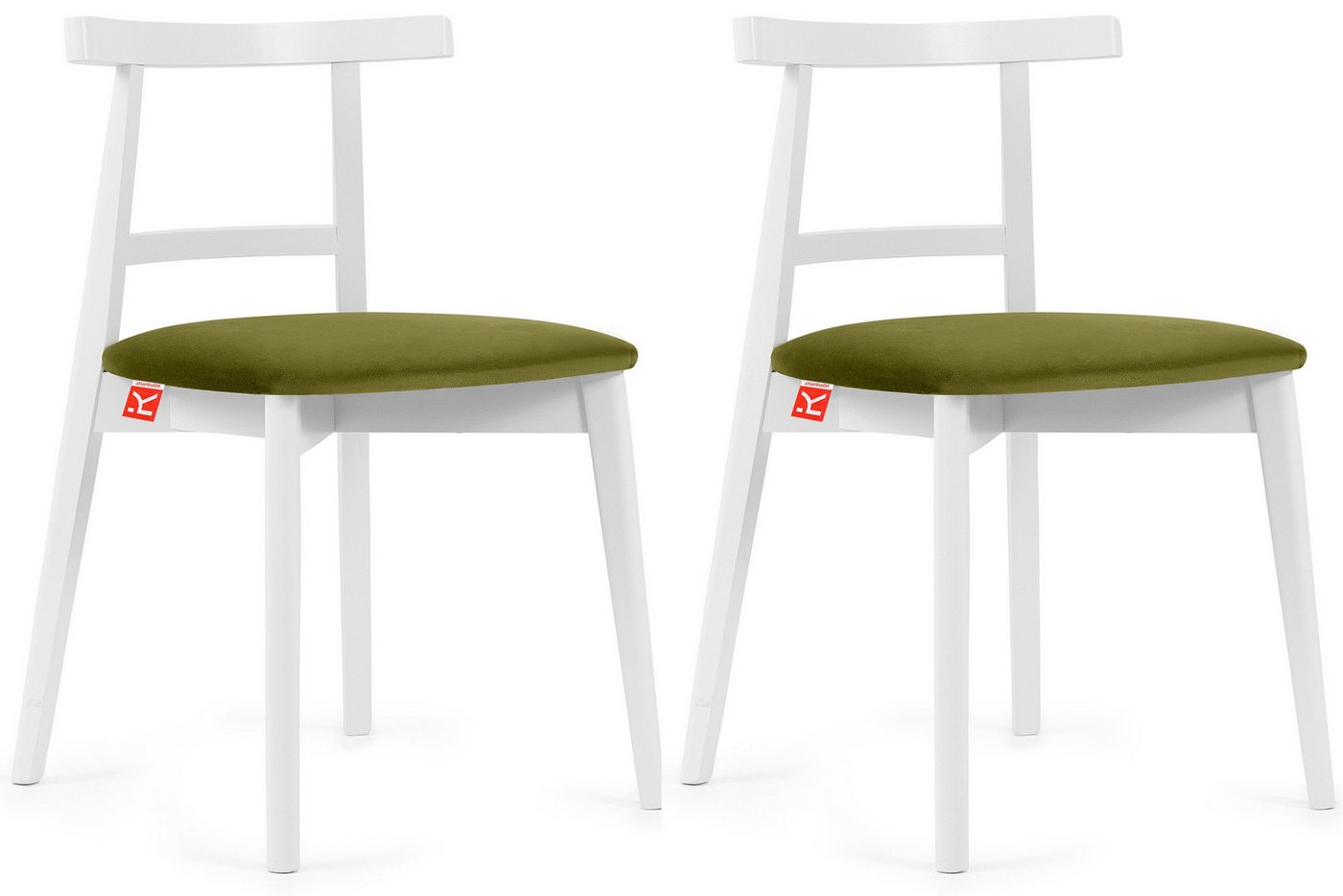 Konsimo Esszimmerstuhl Esstischstühle LILIO Holzstühle Polsterstühle 2 St, hergestellt in der EU, Buchenholzrahmen, weiße Rahmenfarbe, Vintage von Konsimo