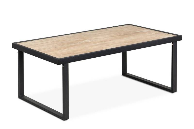 KONSIMO® Gartentisch TRIBO Gartentisch hergestellt in der EU (1x Gartentisch, Maße: 118x45x65 cm, 1 Tisch), UV-Beständigkeit, Handarbeit, Stahl, Holz von KONSIMO®