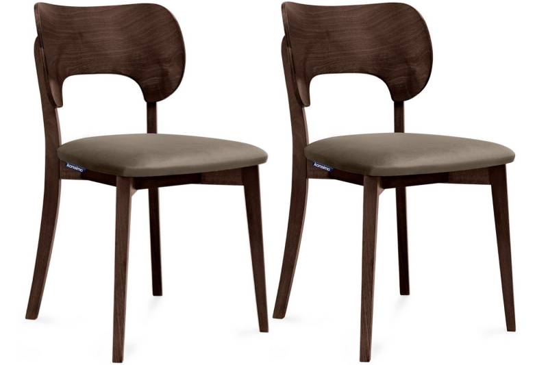 KONSIMO® Holzstuhl LYCO Esstischstühl Küchenstühl Esszimmer Stühl Walnuss dunkel (Esszimmerstühl, 2 St), Gestell aus Massivholz, Veloursitz von KONSIMO®