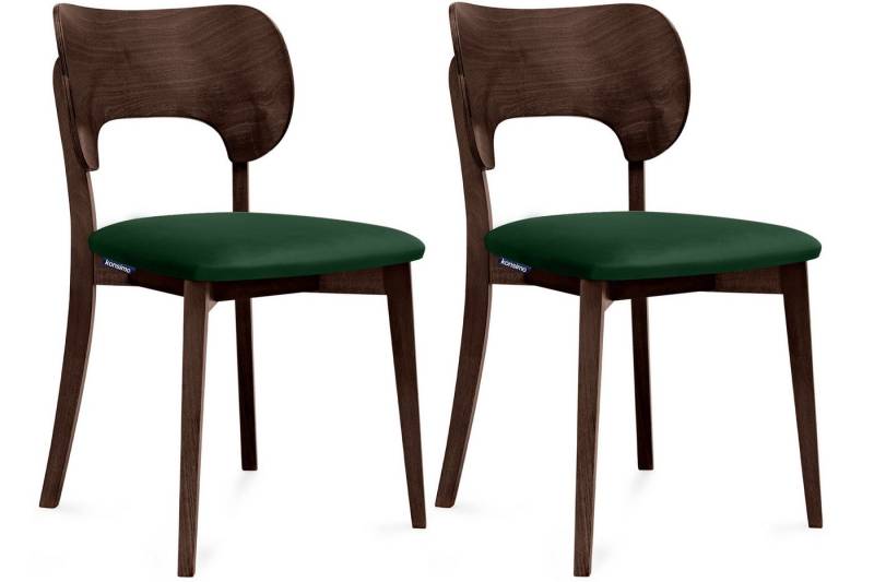 KONSIMO® Holzstuhl LYCO Esstischstühl Küchenstühl Esszimmer Stühl Walnuss dunkel (Esszimmerstühl, 2 St), Gestell aus Massivholz, Veloursitz von KONSIMO®