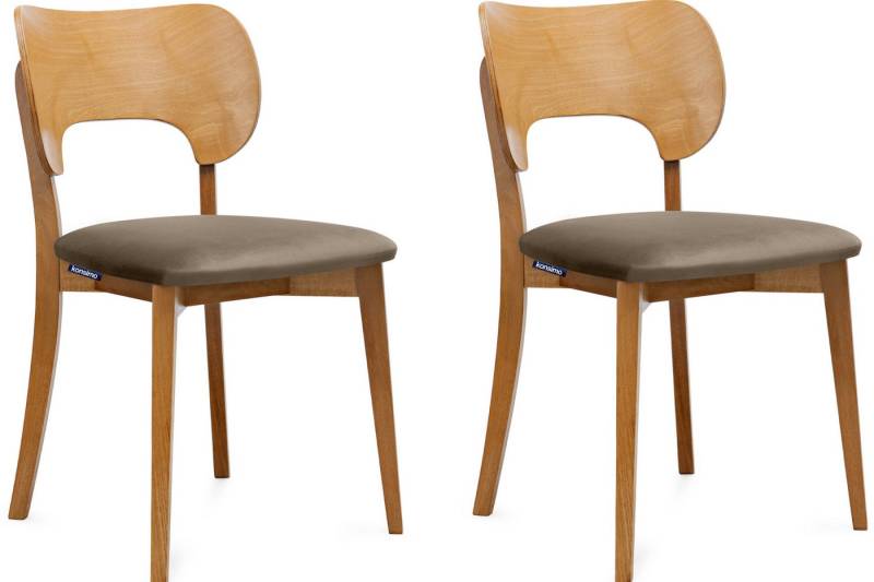 KONSIMO® Holzstuhl LYCO Küchenstühl Esstischstühl Wohnzimmerstühl Esszimmer Stühl Eiche (Esszimmerstühl, 2 St), Velours-Sitz, Gestell aus Massivholz von KONSIMO®