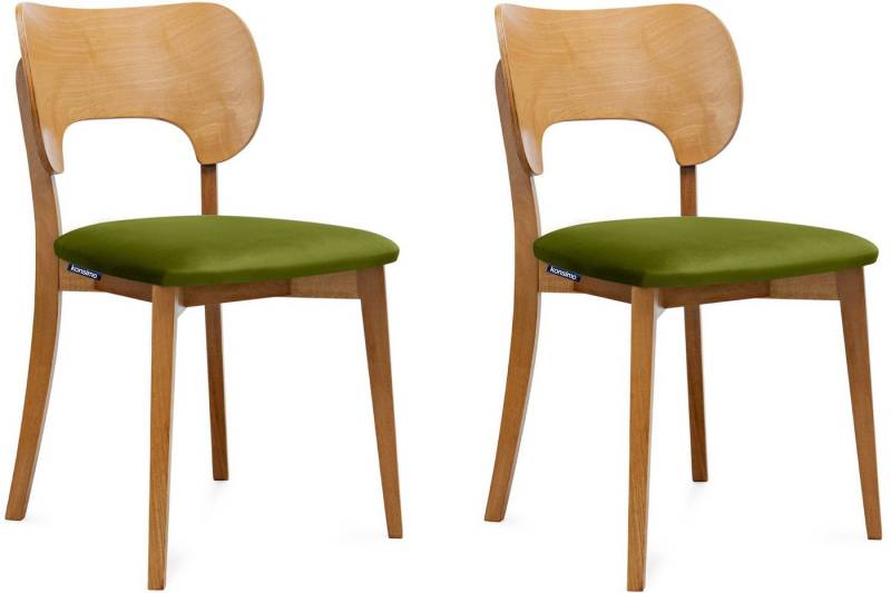 KONSIMO® Holzstuhl LYCO Küchenstühl Esstischstühl Wohnzimmerstühl Esszimmer Stühl Eiche (Esszimmerstühl, 2 St), Velours-Sitz, Gestell aus Massivholz von KONSIMO®