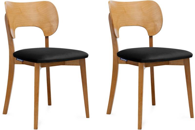 KONSIMO® Holzstuhl LYCO Küchenstühl Esstischstühl Wohnzimmerstühl Esszimmer Stühl Eiche (Esszimmerstühl, 2 St), Velours-Sitz, Gestell aus Massivholz von KONSIMO®