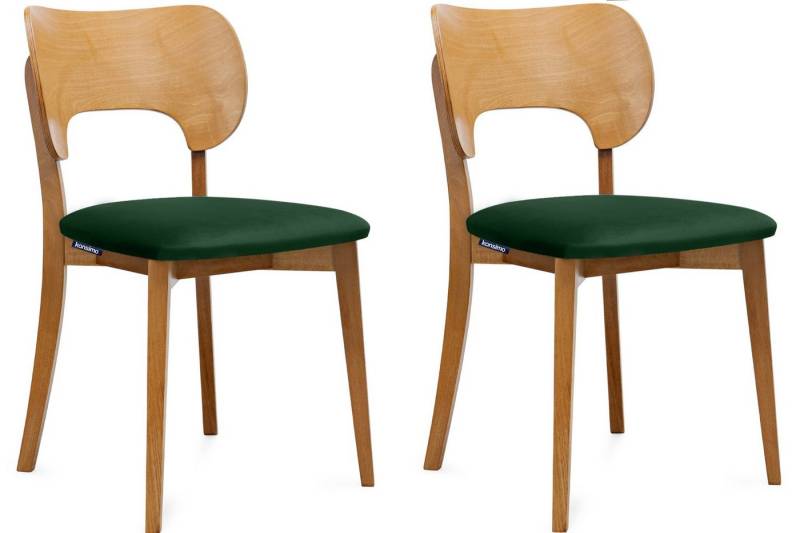 KONSIMO® Holzstuhl LYCO Küchenstühl Esstischstühl Wohnzimmerstühl Esszimmer Stühl Eiche (Esszimmerstühl, 2 St), Velours-Sitz, Gestell aus Massivholz von KONSIMO®