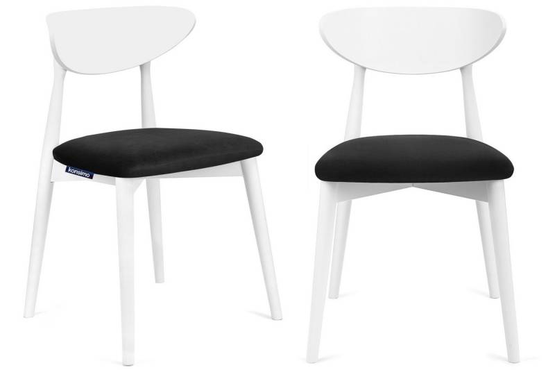 KONSIMO® Holzstuhl RABI Esszimmer Stuhl Esstischstuhl Küchenstuhl Walnuss (Esszimmerstühl, 2 St), Gestell aus Massivholz, Veloursitz von KONSIMO®