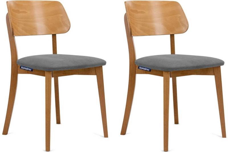 KONSIMO® Holzstuhl VINIS Esszimmer Stühl Küchenstühl Wohnzimmerstühl Polsterstühl Eiche (Esszimmerstühl, 2 St), Velours-Sitz, Gestell aus Massivholz von KONSIMO®