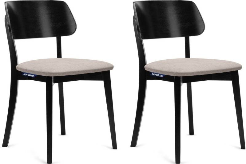 KONSIMO® Holzstuhl VINIS Esszimmer Stuhl Küchenstuhl Wohnzimmerstuhl Polsterstuhl Schwarz (Esszimmerstühl, 2 St), Gestell aus Massivholz, Veloursitz von KONSIMO®
