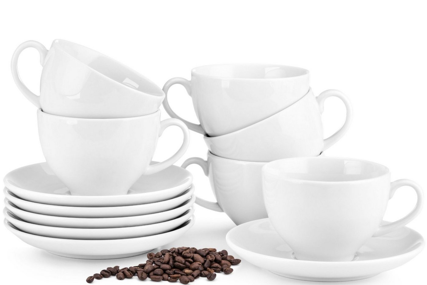 Konsimo Kaffeeservice MUSCARI Kaffeetasse Untertasse (12-tlg), 6 Personen, Porzellan, Spulmachinen- und Mikrowellengeeignet, Rund von Konsimo