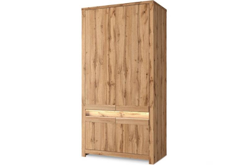 Konsimo Kleiderschrank SKELO Kleiderschrank mit Türen, mit Einlegeböde, Holztextur, zeitloses Design, einfache und funktionale Form von Konsimo