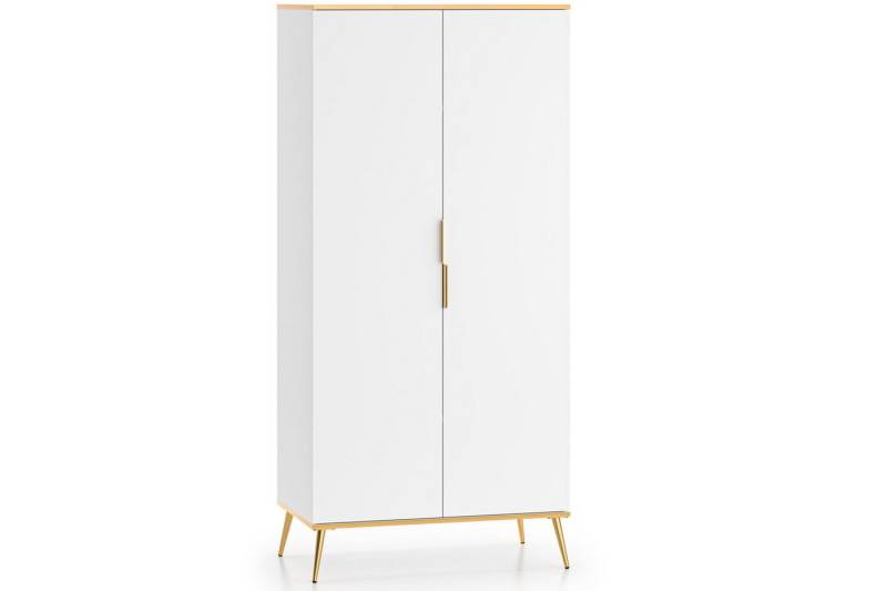 KONSIMO® Kleiderschrank VELTI Drehtürenschrank, hergestellt in der EU Soft-Close-Funktion, Elegant, weiß matt, mit Goldelementen KONSIMO® Kleiderschrank VELTI Drehtürenschrank, hergestellt in der EU Soft-Close-Funktion, Elegant, weiß matt, mit Goldelementen von KONSIMO®