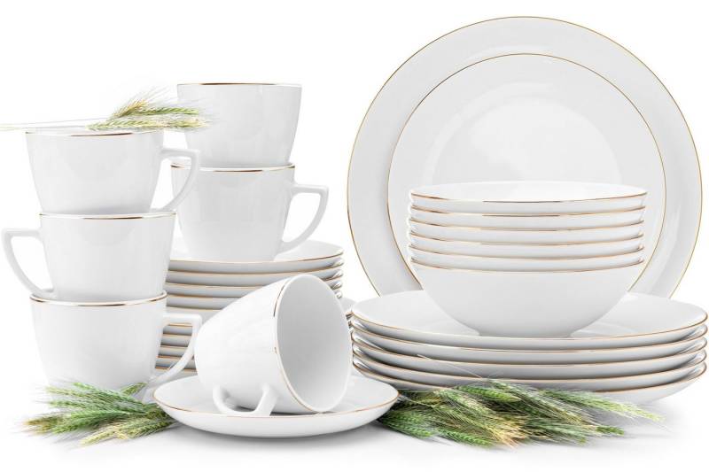 KONSIMO® Kombiservice BOSS Tafelservice Kaffeeservice Teeservice (30-tlg), 6 Personen, Porzellan, rund, 350ml von KONSIMO®