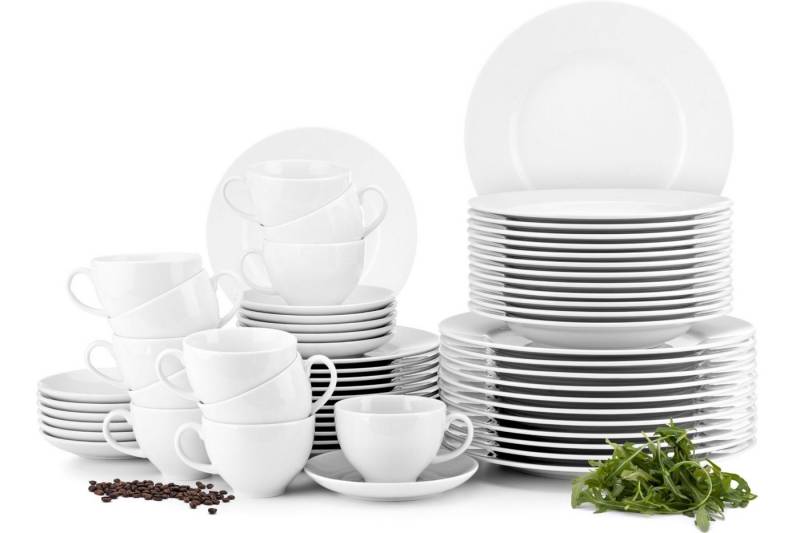 KONSIMO® Kombiservice MUSCARI Tafelservice Kaffeeservice (60-tlg), 12 Personen, Porzellan, Spulmachinen- und Mikrowellengeeignet, Rund von KONSIMO®