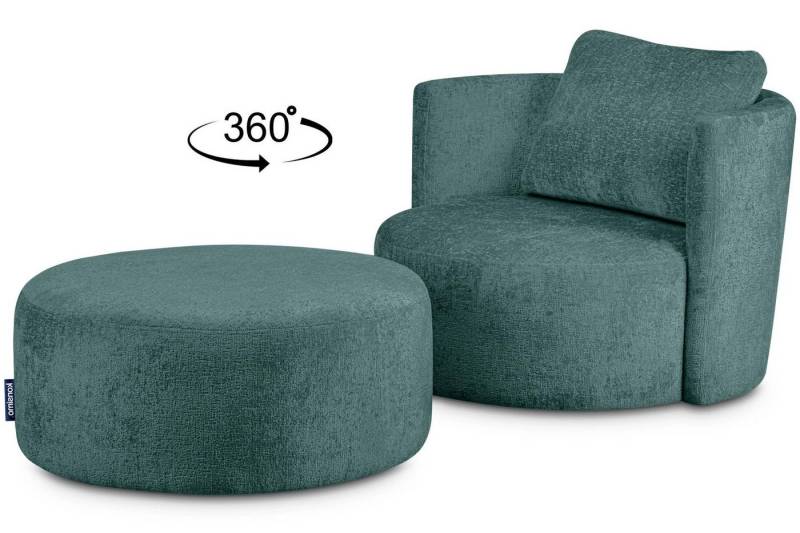 KONSIMO Drehsessel RAGGI Sessel mit Sitzhocker, mit 360° Drehfunktion,komfortables Sitzen,Chenille von KONSIMO