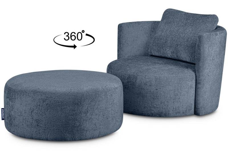 KONSIMO Drehsessel RAGGI Sessel mit Sitzhocker, mit 360° Drehfunktion,komfortables Sitzen,Chenille von KONSIMO