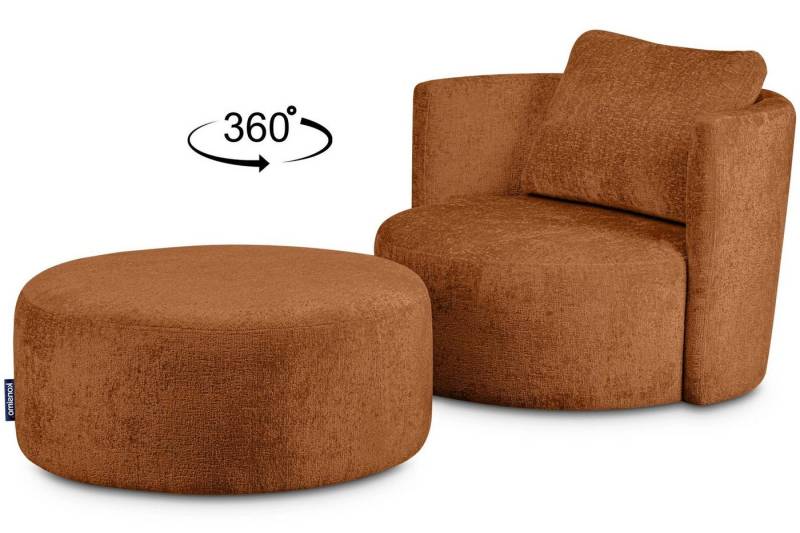KONSIMO Drehsessel RAGGI Sessel mit Sitzhocker, mit 360° Drehfunktion,komfortables Sitzen,Chenille von KONSIMO