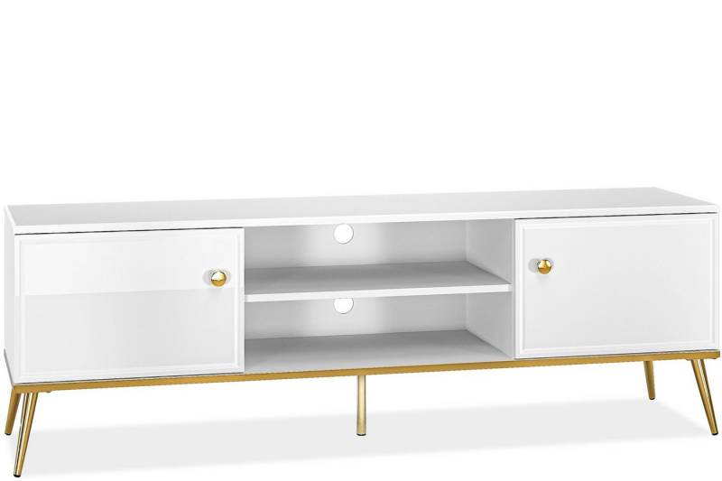 Konsimo Lowboard ISORIA RTV-Schrank, hergestellt in der EU, elegant auf hohen goldenen Beinen von Konsimo