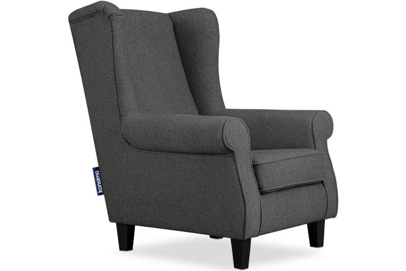 KONSIMO® Ohrensessel MILES Gepolsterter Sessel, mit Armlehnen, Massivholzbeine von KONSIMO®