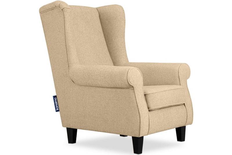 KONSIMO® Ohrensessel MILES Gepolsterter Sessel, mit Armlehnen, Massivholzbeine von KONSIMO®