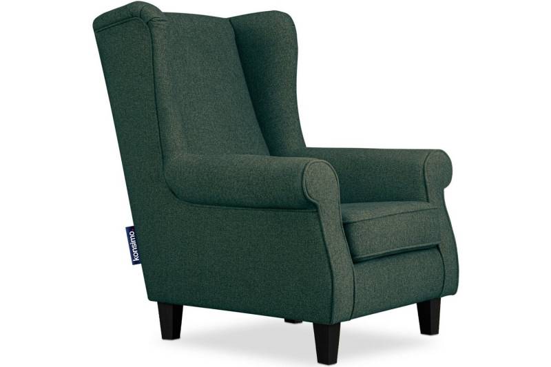 KONSIMO® Ohrensessel MILES Gepolsterter Sessel, mit Armlehnen, Massivholzbeine von KONSIMO®