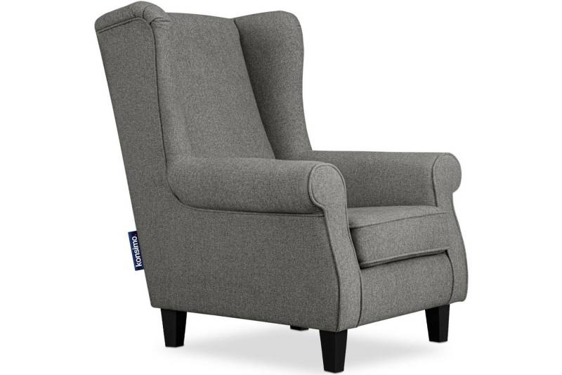 KONSIMO® Ohrensessel MILES Gepolsterter Sessel, mit Armlehnen, Massivholzbeine von KONSIMO®