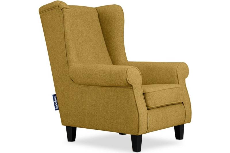 KONSIMO® Ohrensessel MILES Gepolsterter Sessel, mit Armlehnen, Massivholzbeine von KONSIMO®