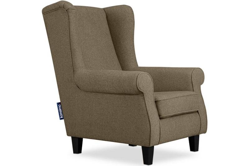 KONSIMO® Ohrensessel MILES Gepolsterter Sessel, mit Armlehnen, Massivholzbeine von KONSIMO®