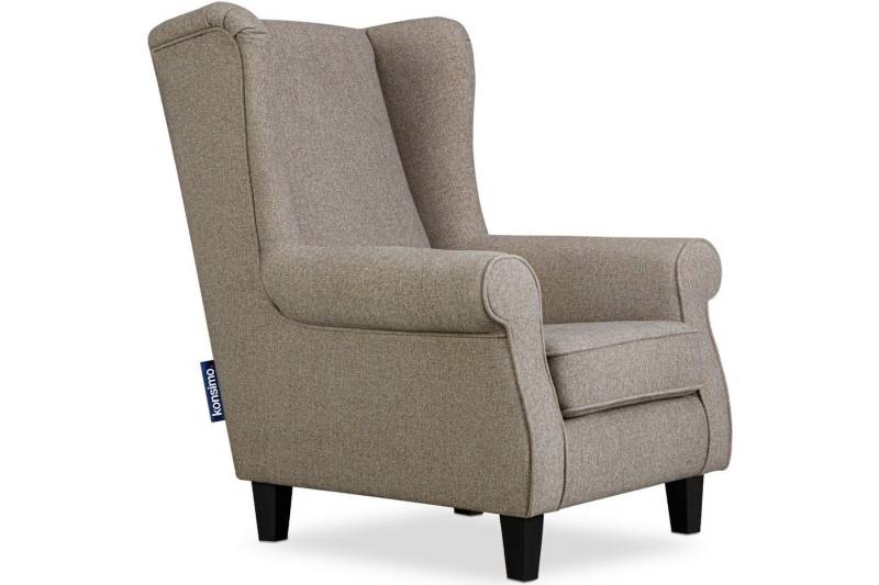 KONSIMO® Ohrensessel MILES Gepolsterter Sessel, mit Armlehnen, Massivholzbeine von KONSIMO®