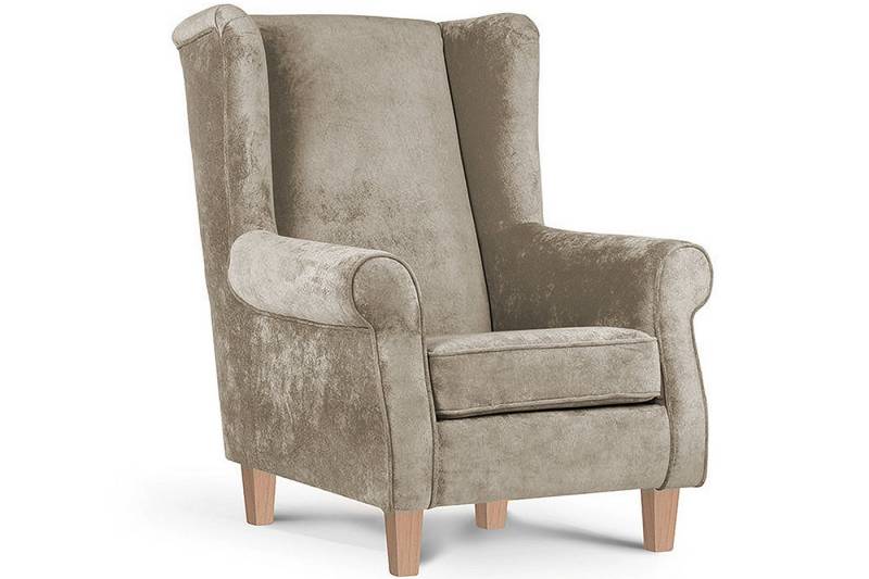 KONSIMO® Ohrensessel MILES Gepolsterter Sessel, mit Armlehnen, Massivholzbeine von KONSIMO®