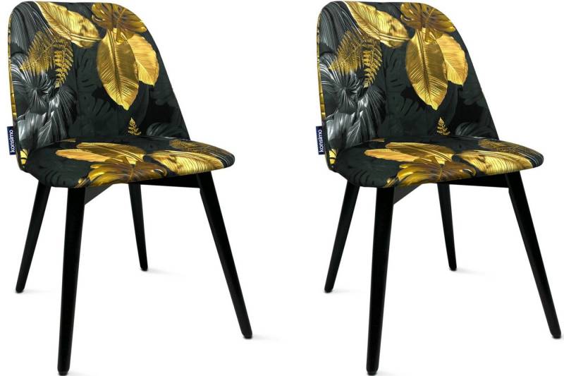 KONSIMO® Polsterstuhl BAKERI Wohnzimmerstühl Esstischstühl Küchenstühl Esszimmerstühl (Esszimmerstühle, 2 St), Gestell aus Massivholz, Velours-Sitz von KONSIMO®