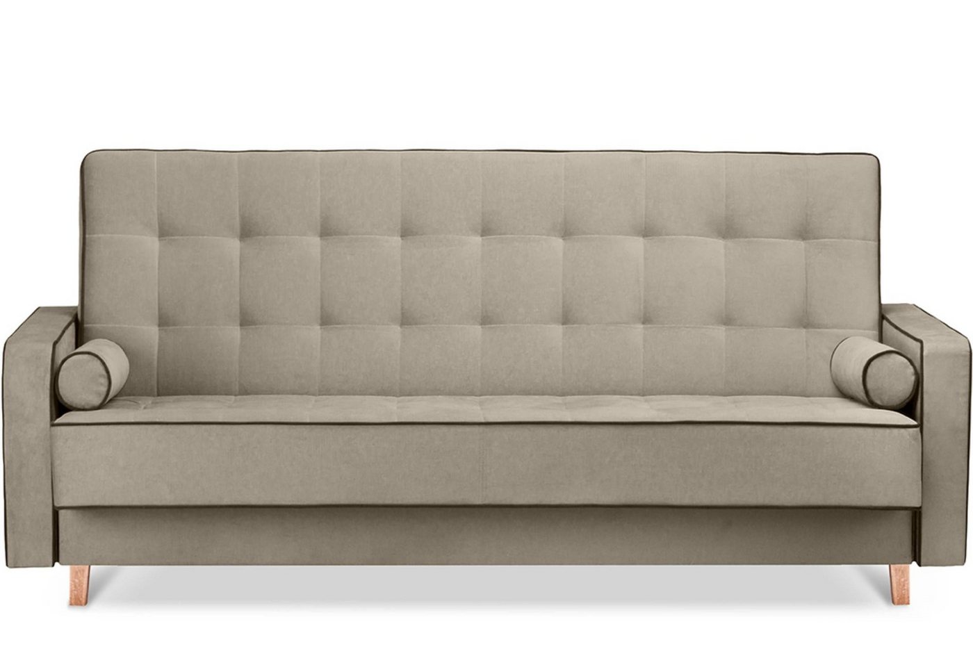 Konsimo Schlafsofa DOZER Sofa 3 Personen, ausziehbar, Velours, mit Armlehnen, mit Bettkasten von Konsimo