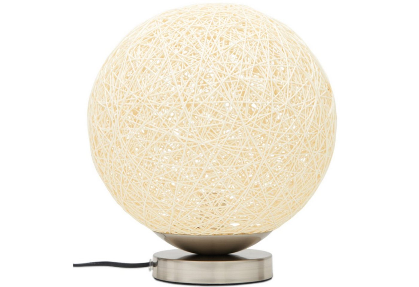 Konsimo Tischleuchte KOLLA Nachttischlampe Tischlampe Rattan-Lampenschirm silber/creme, Leuchmittel wechselbar, 1,5m, E14 von Konsimo