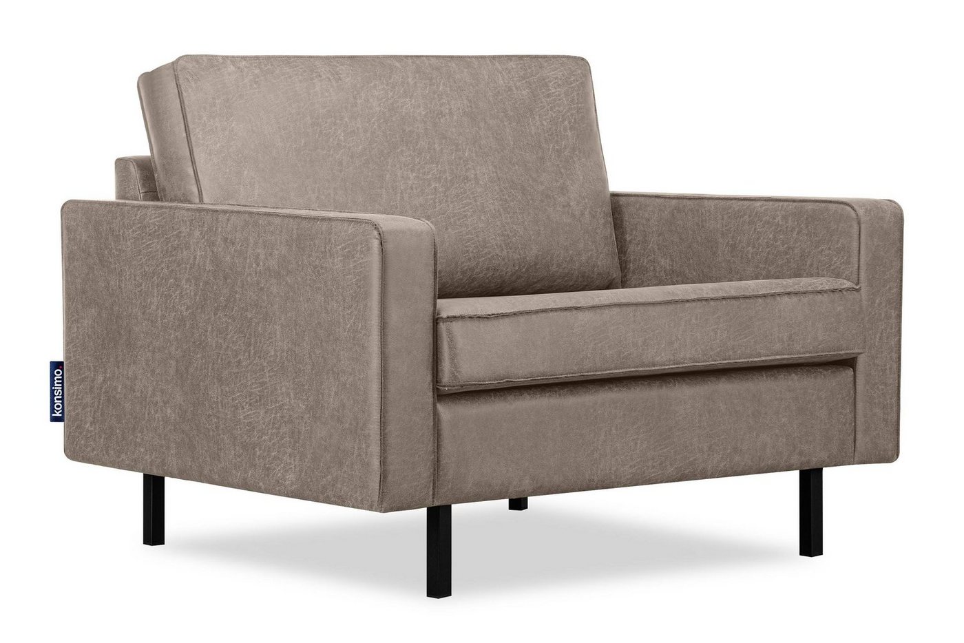 Konsimo Sessel INVIA Breite Sessel, Grundschicht: Echtleder, auf hohen Metallfüßen, Hergestellt in EU von Konsimo