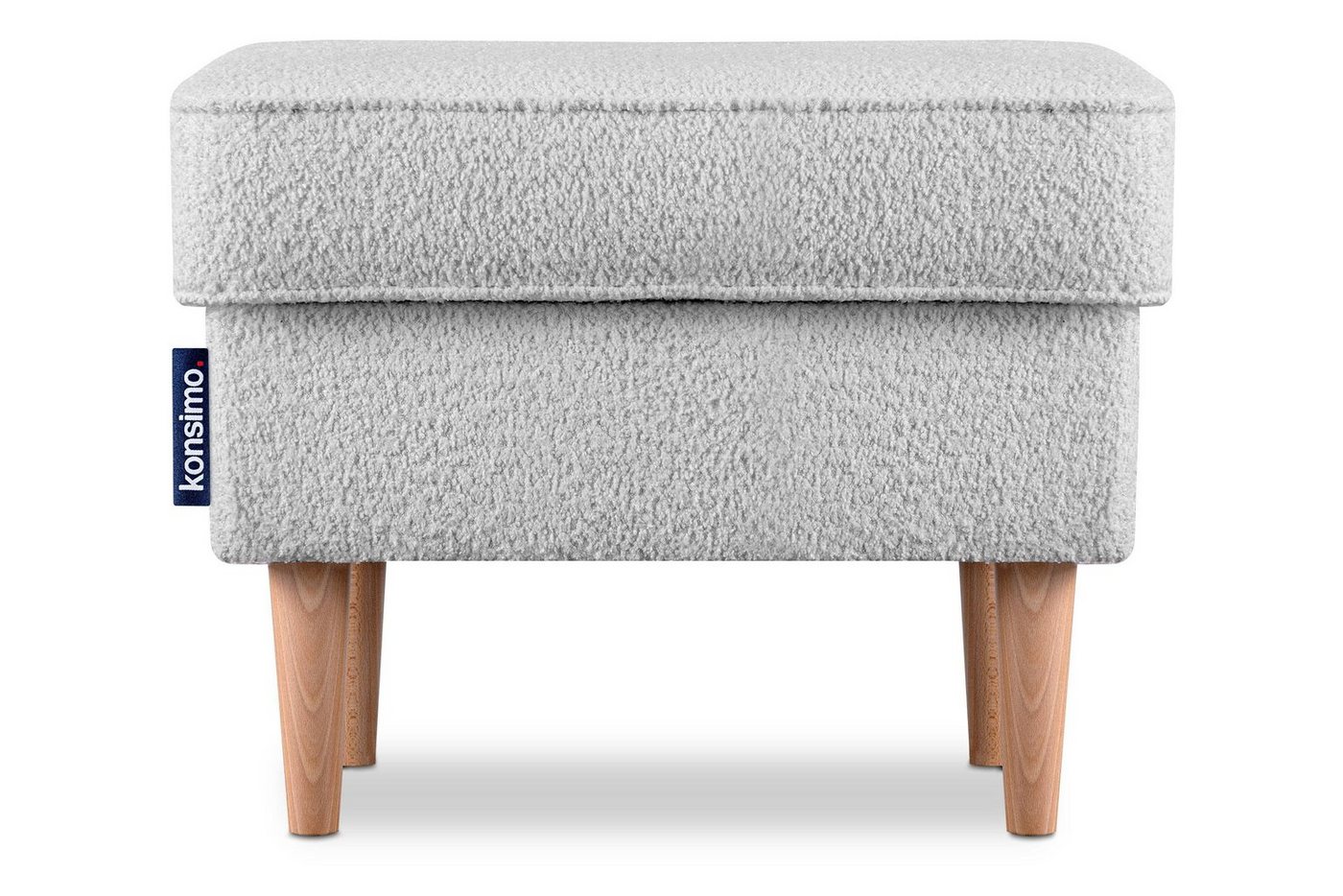 Konsimo Sitzhocker STRALIS Polstersitz Pouffe, Bouclé-Stoff, zeitloses Design, hohe Füße von Konsimo